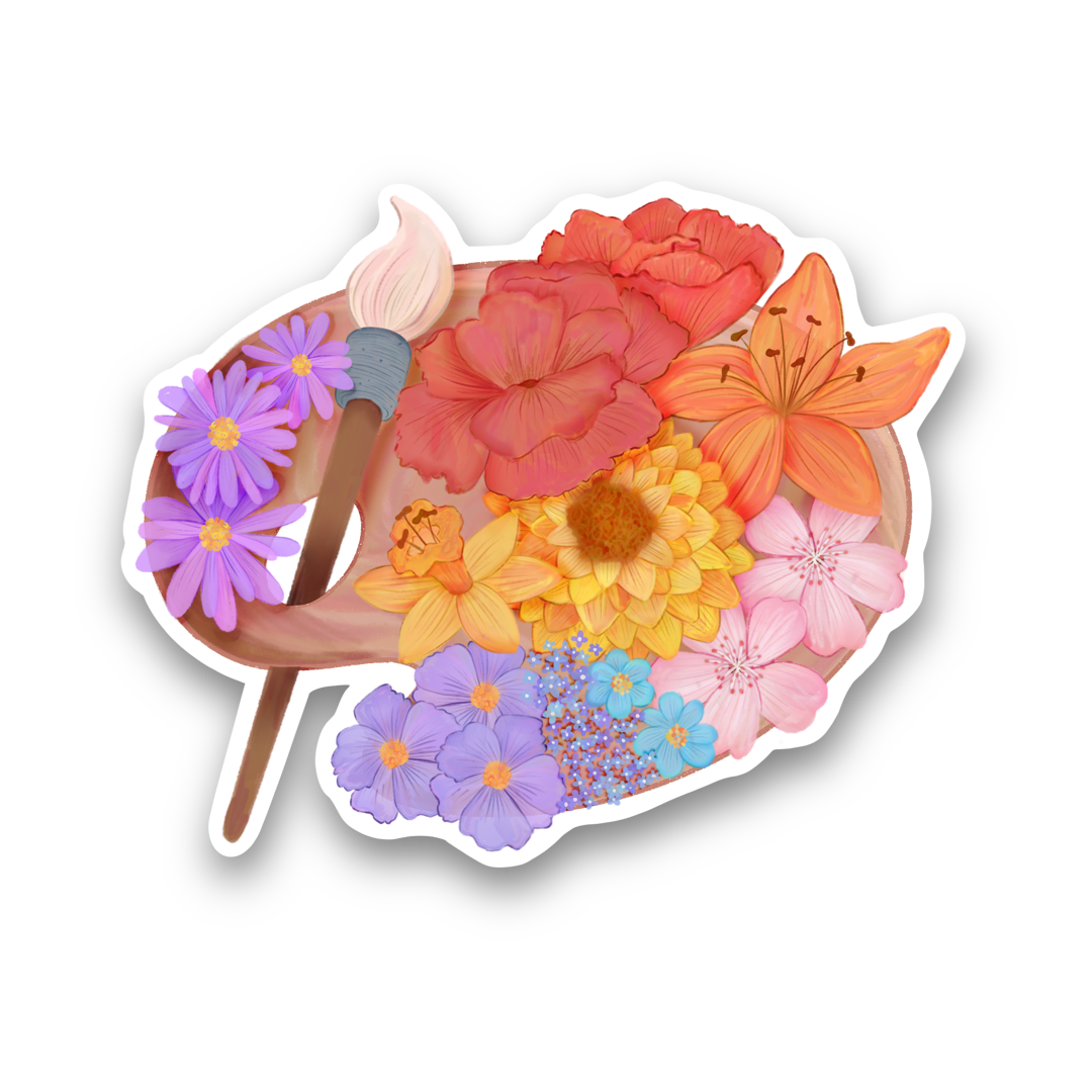Floral Paint Palette Vinyl Sticker