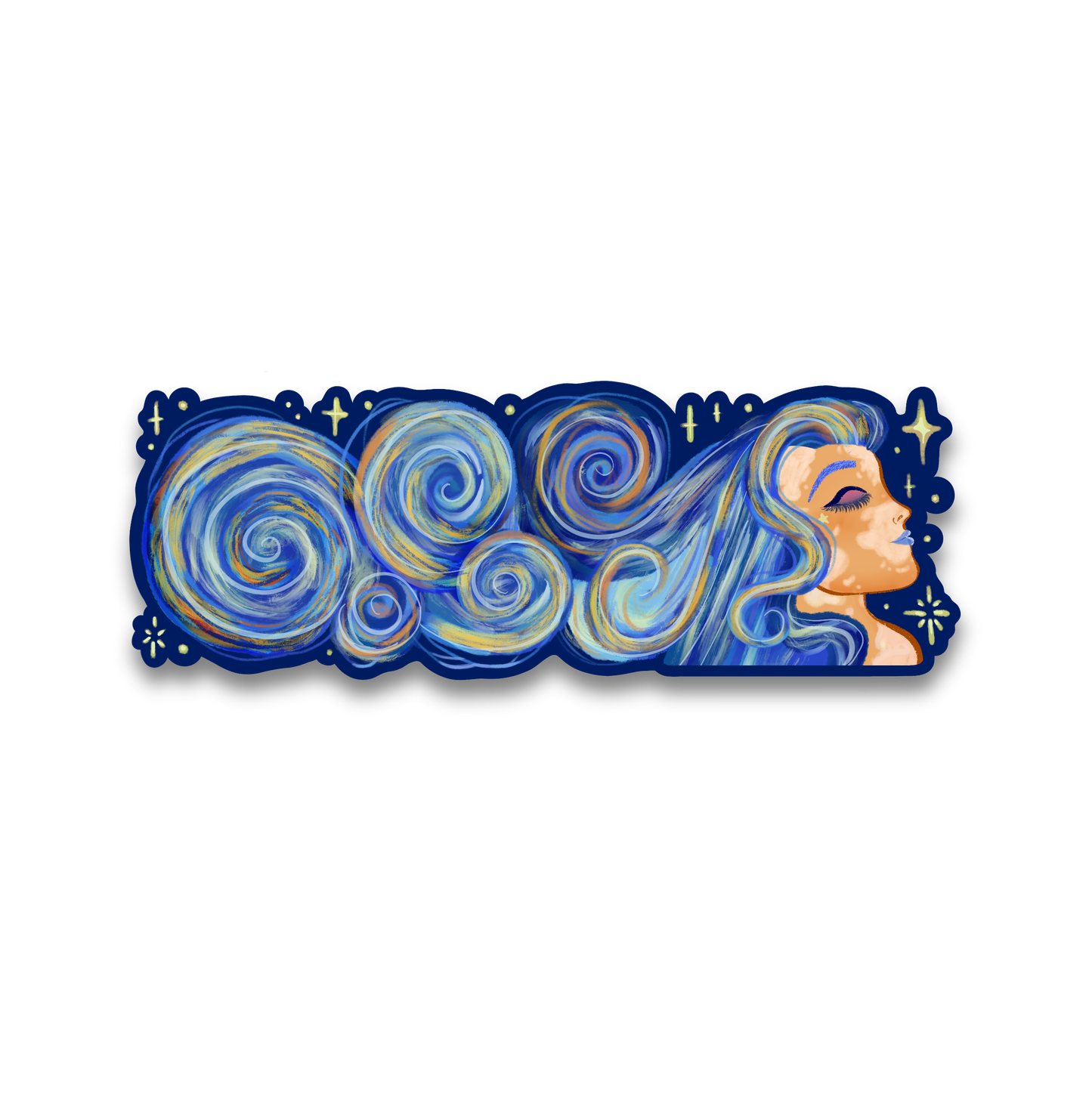 Starry Night Girl Vinyl Sticker