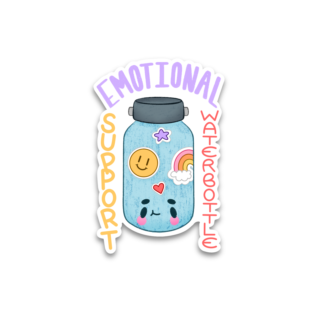Emotional Support Waterbottle Vinyl Sticker