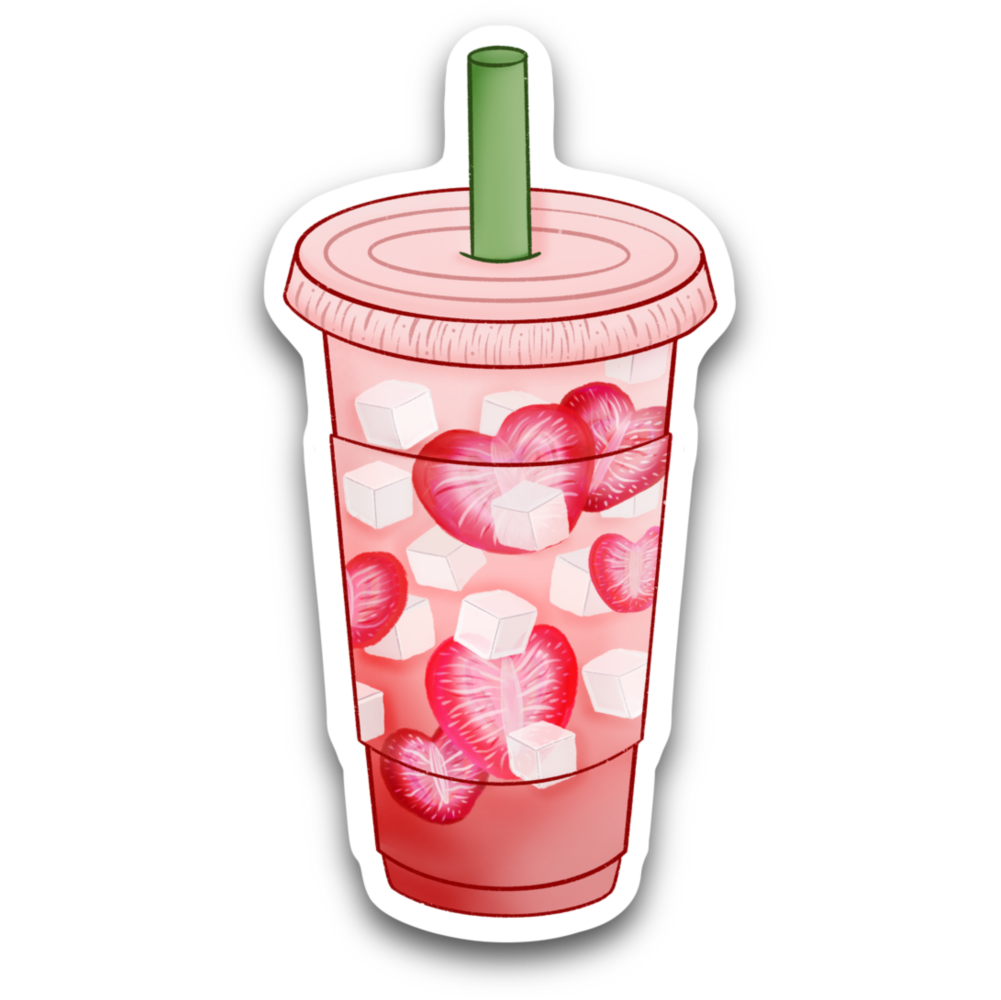 Strawberry Drink Vinyl Sticker