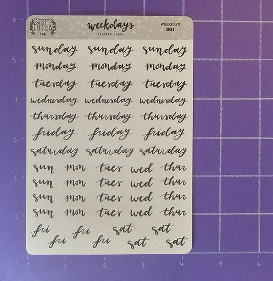 Weekdays Sticker Sheet