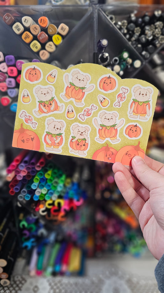 Pumpkin Bear Sticker Sheet ~ Limited Edition