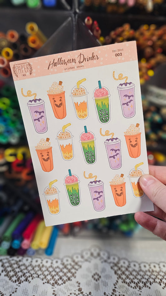 Halloween Drinks Sticker Sheet ~ Limited Edition
