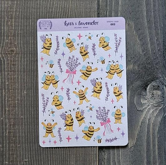 Bees and Lavender Sticker Sheet