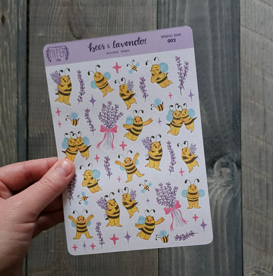 Bees and Lavender Sticker Sheet