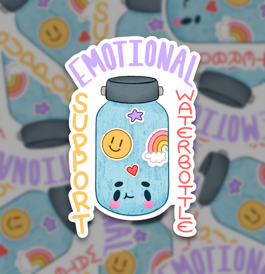 Emotional Support Waterbottle Vinyl Sticker