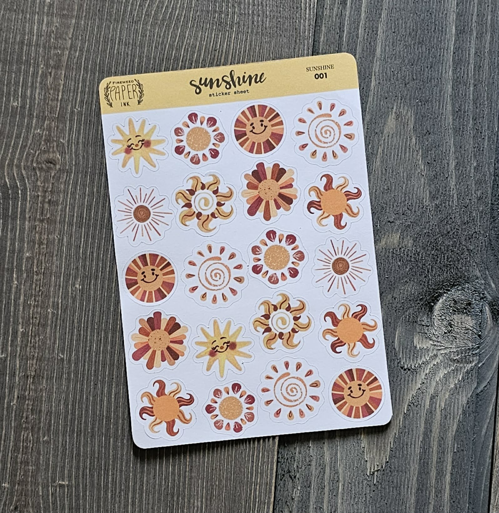 Sun Sticker Sheet – Fireweed Paper Ink