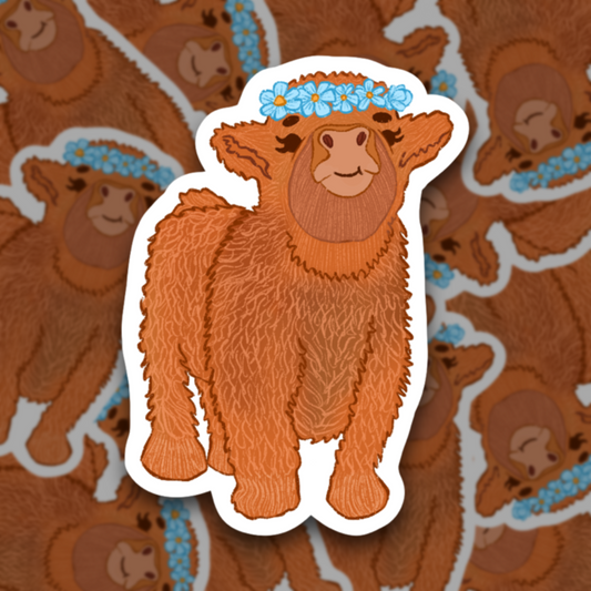 Highland Baby Cow Vinyl Sticker