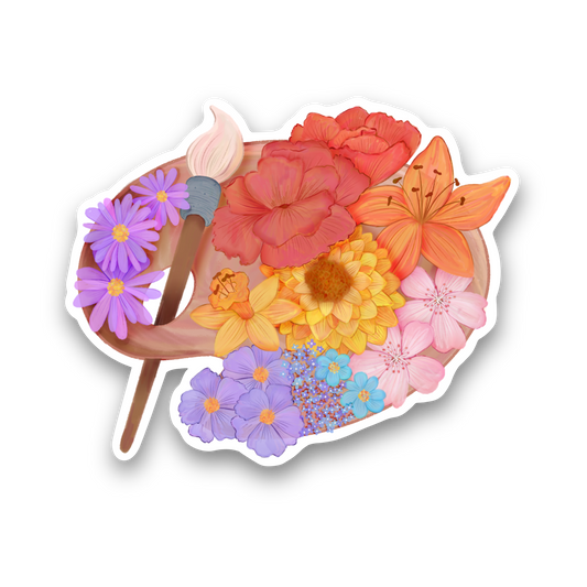 Floral Paint Palette Vinyl Sticker