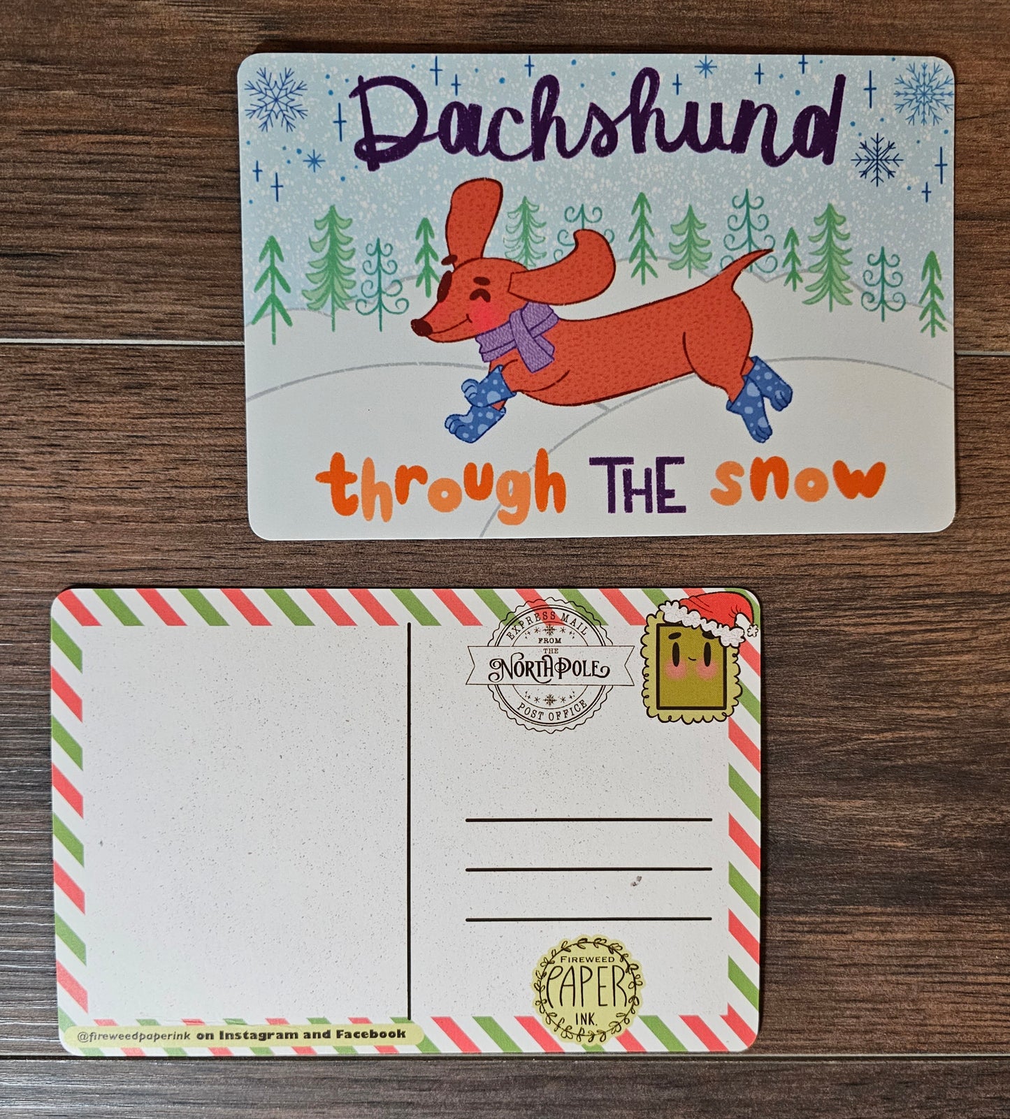 Dachshund Through the Snow | Christmas Postcard