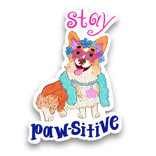 Stay Paw-sitive Vinyl Sticker