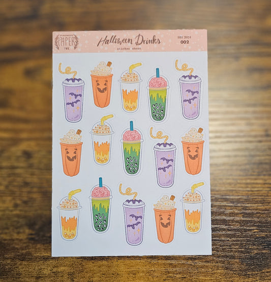 Halloween Drinks Sticker Sheet ~ Limited Edition