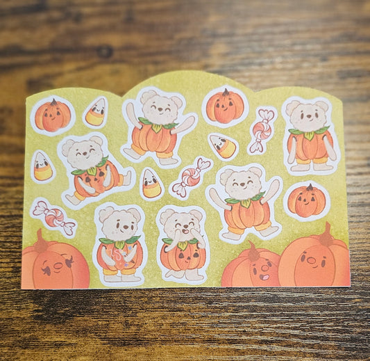 Pumpkin Bear Sticker Sheet ~ Limited Edition