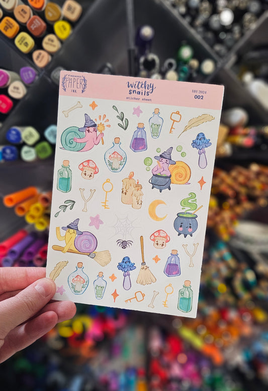 Witchy Snails Sticker Sheet ~ Limited Edition