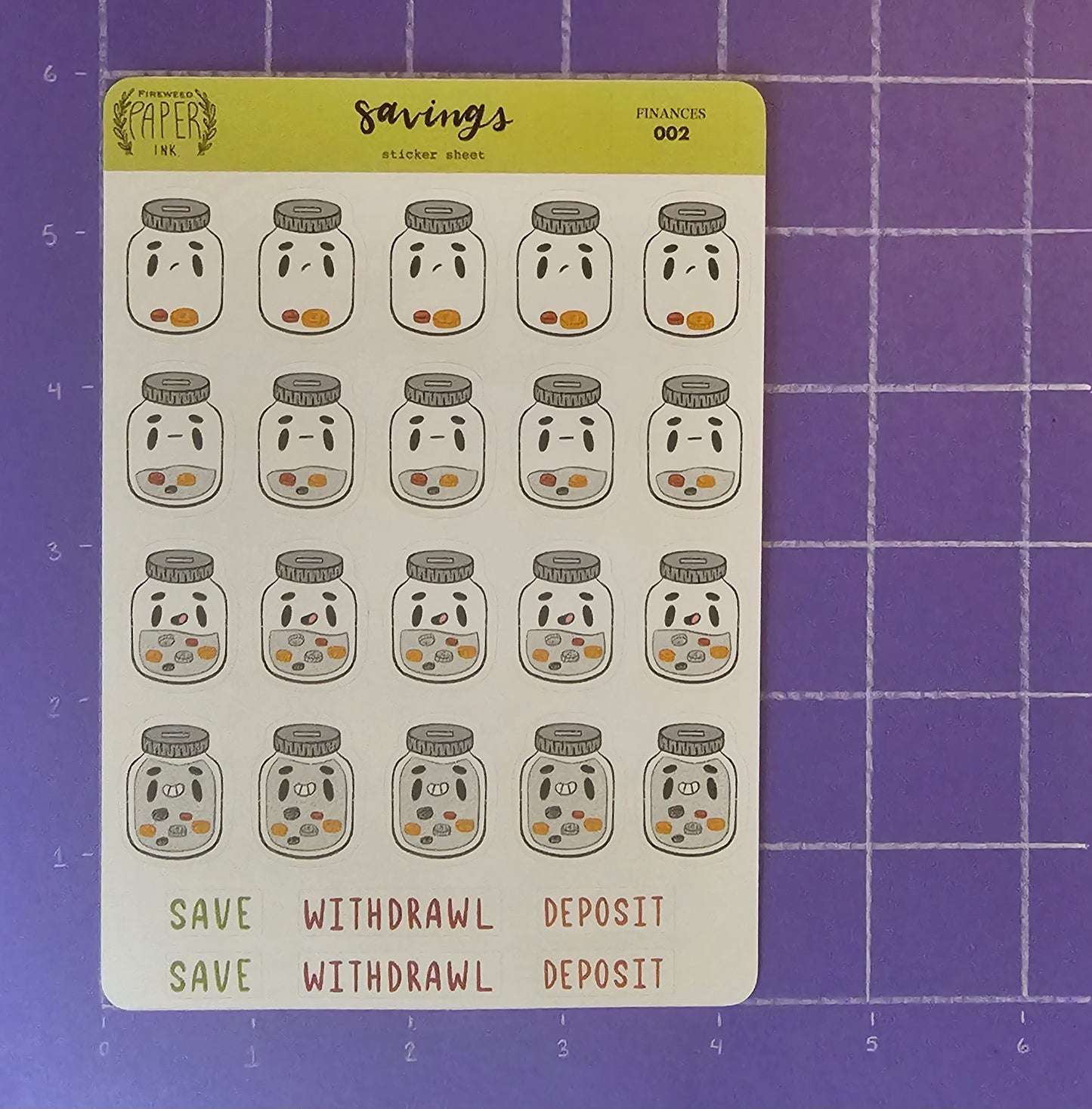 Coin Jar Sticker Sheet